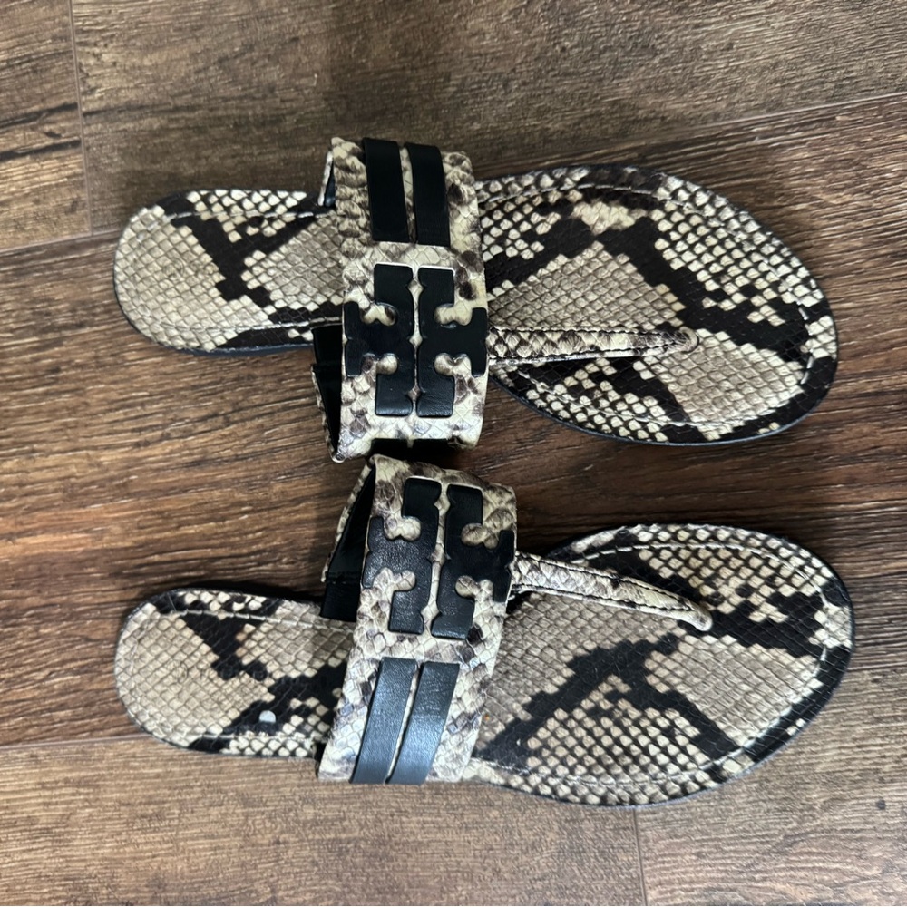 Tory Burch Black and Tan Sandals